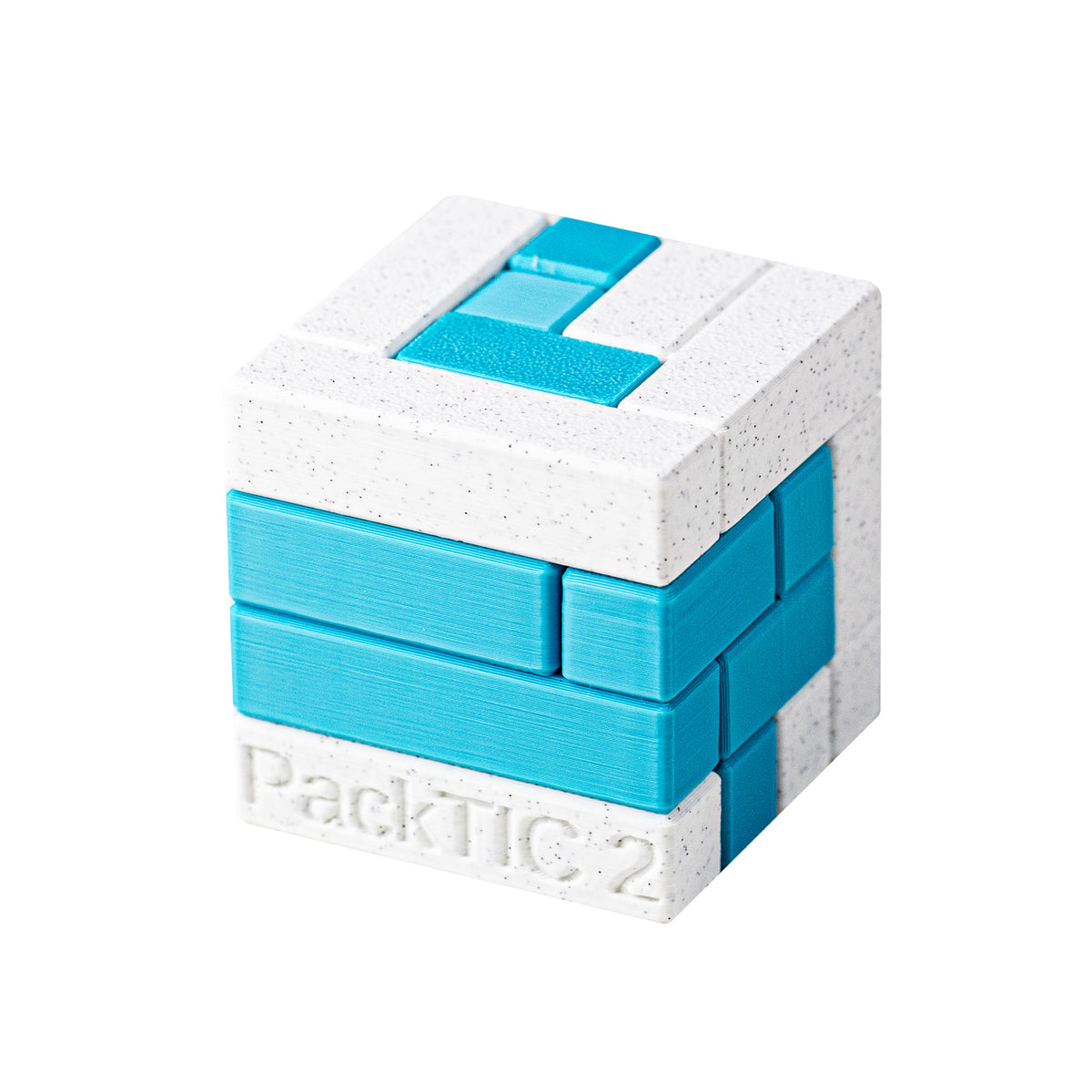 PackTIC 2 | Turning Interlocking Cube — 3D-printed pieces shown at an angle.