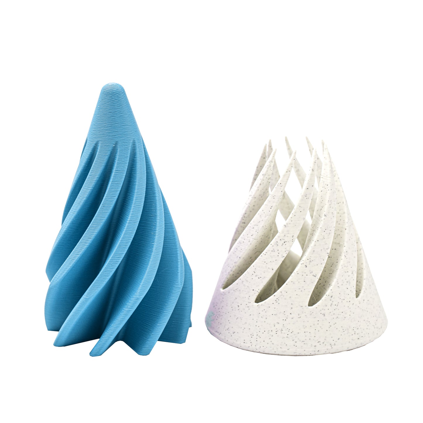 Spiral Cone Fidget Toy in marble white and turquoise - view 2