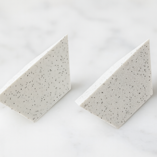 2-Piece Pyramid puzzle, two identical wedges that form a pyramid, a compact stocking stuffer