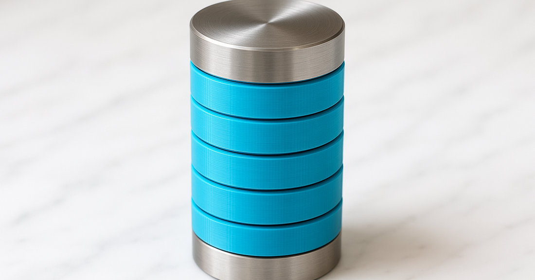 A cryptex: a cylindrical combination lock of rotating rings