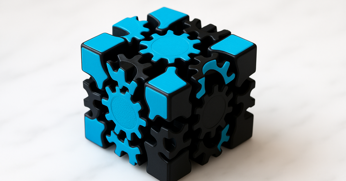 A Gear Cube: a twisty puzzle whose edges are meshing gears
