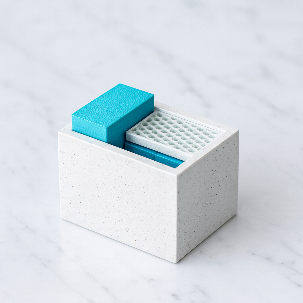 4L Puzzle mechanical puzzle on white marble surface