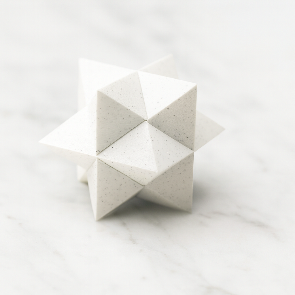 6-Piece Star Puzzle mechanical puzzle on white marble surface