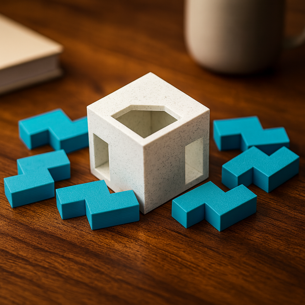 6N Puzzle mechanical puzzle on wooden desk