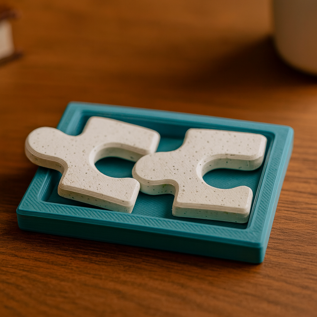 Baby Puzzle mechanical puzzle on wooden desk