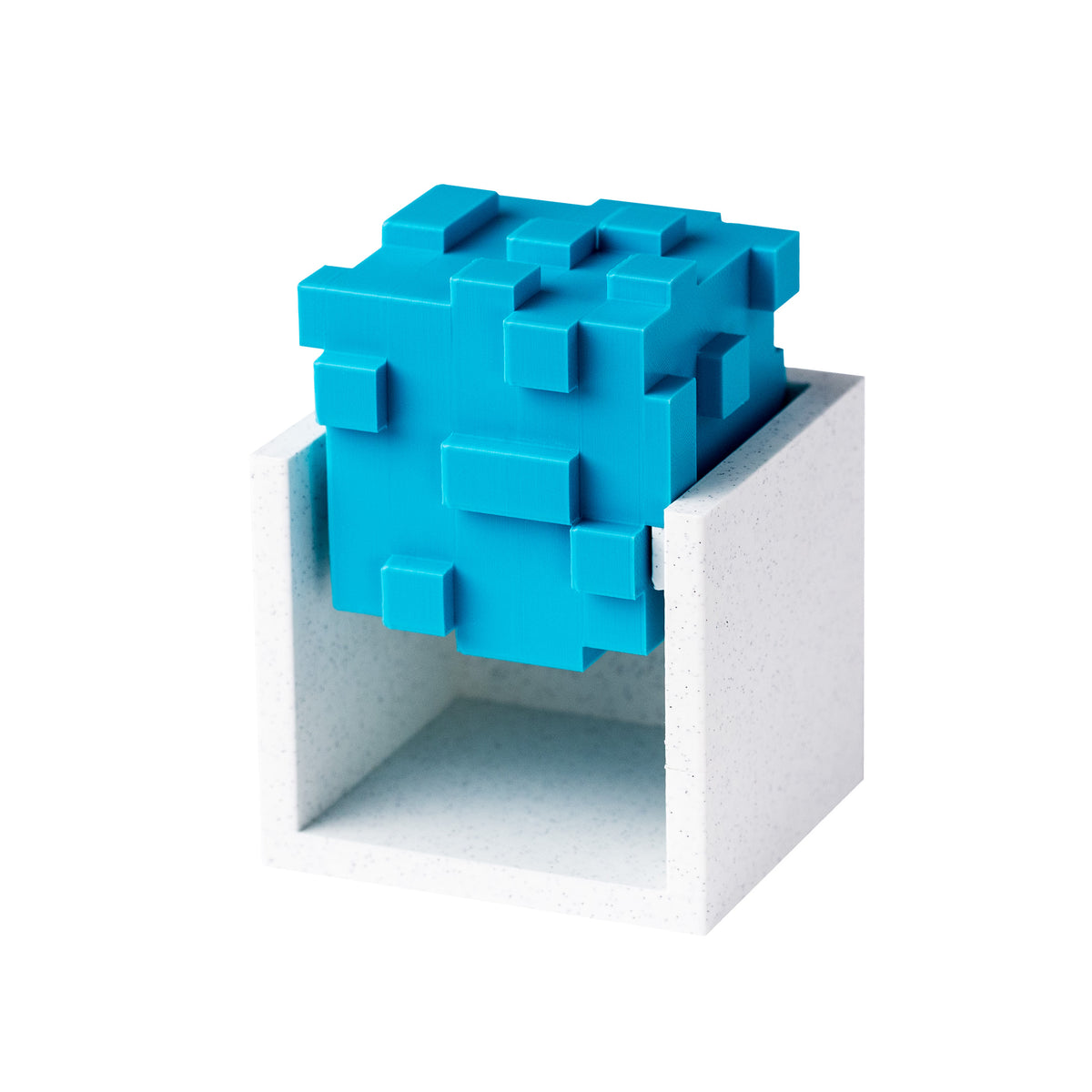 Bumpy | Fit the Bumpy Cube Into Its Box - 3D-printed pieces shown at an angle.
