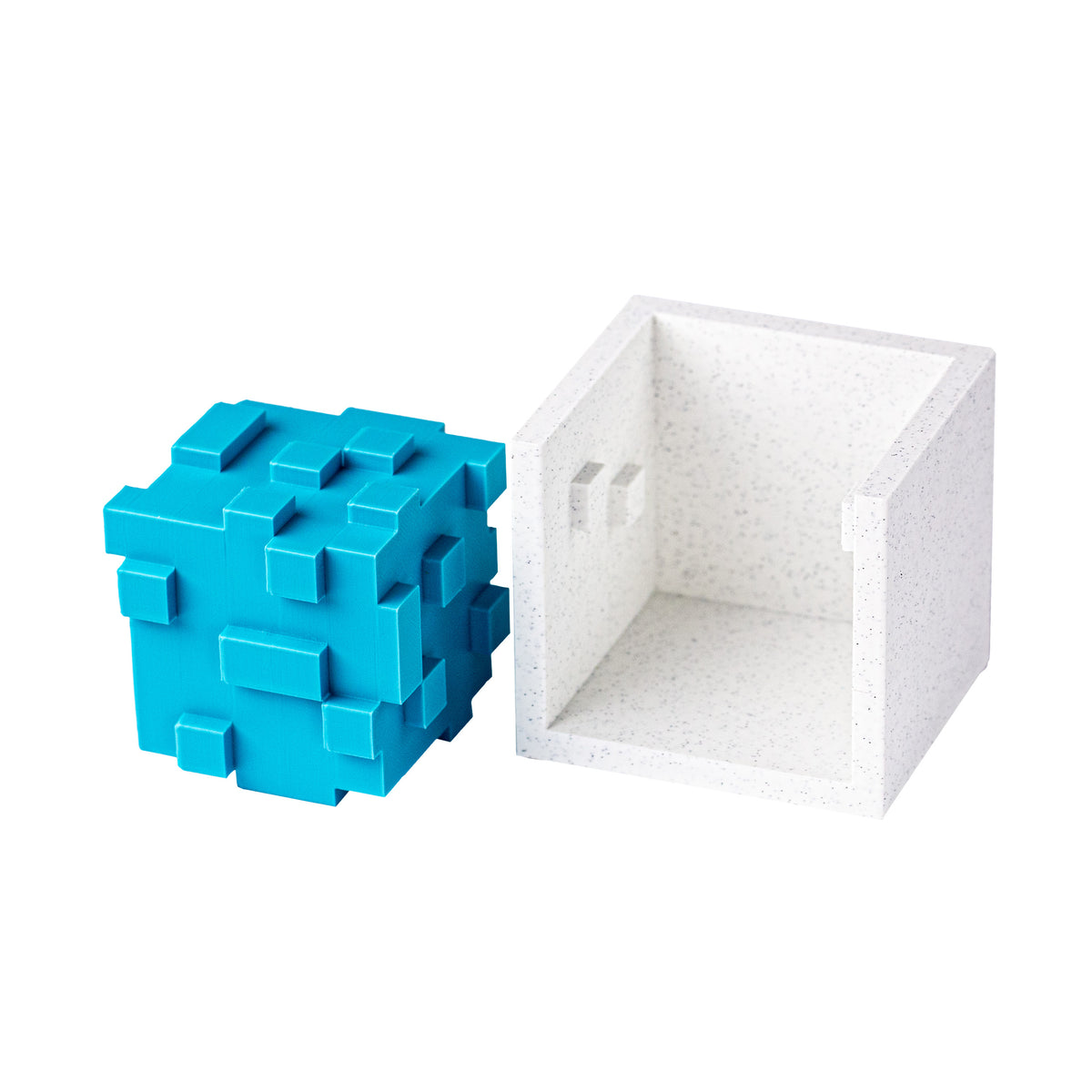 Bumpy | Fit the Bumpy Cube Into Its Box - 3D-printed mechanical puzzle, main product view.