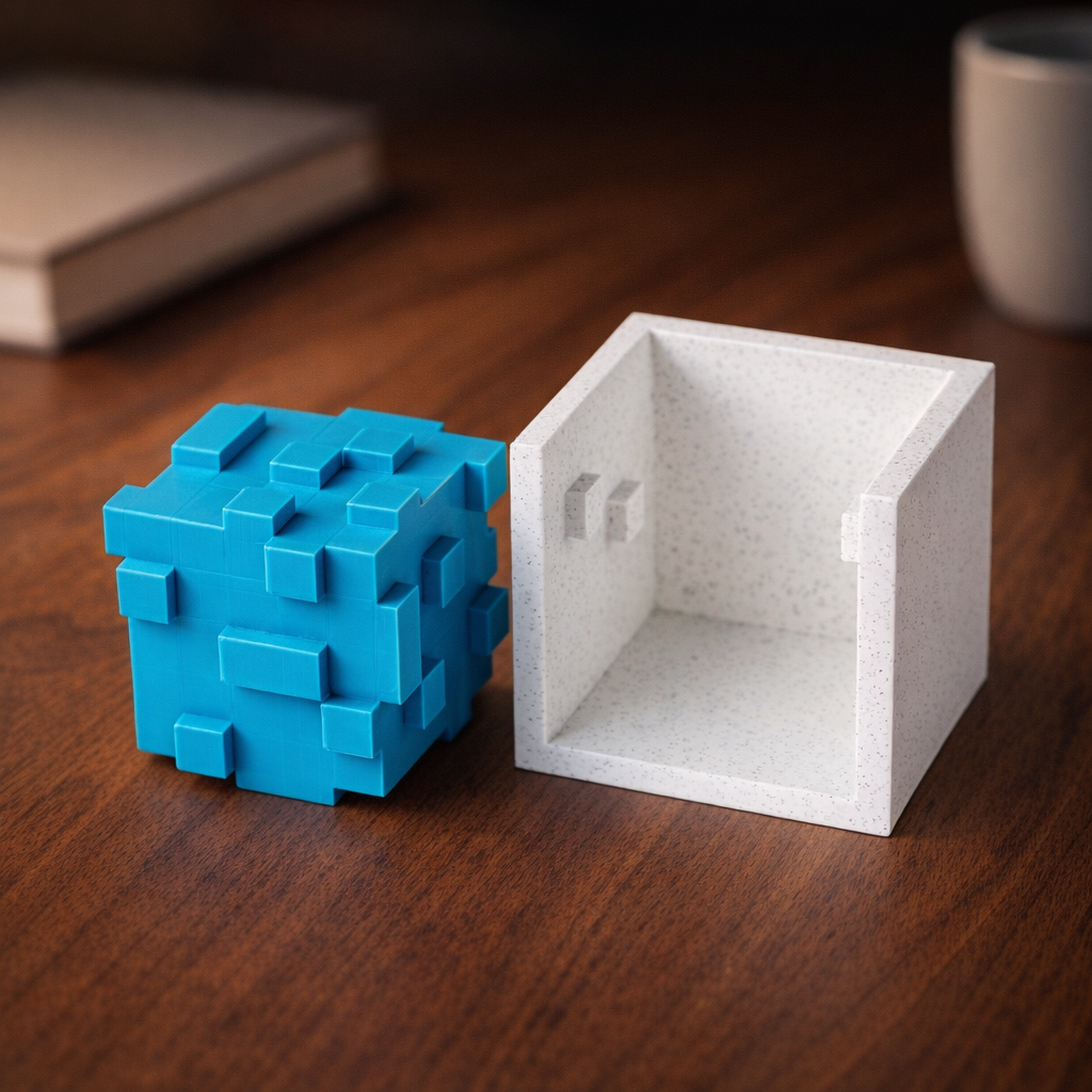 Bumpy mechanical puzzle on wooden desk