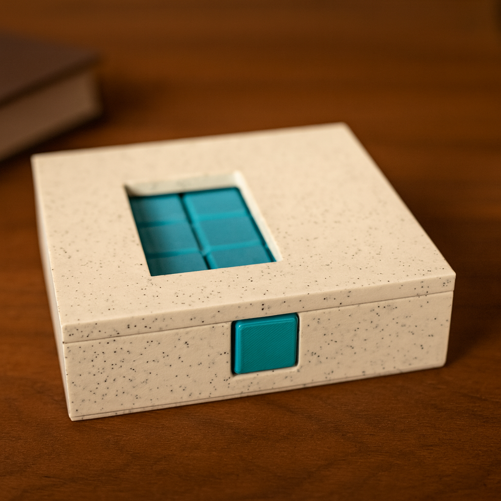 Galette mechanical puzzle on wooden desk