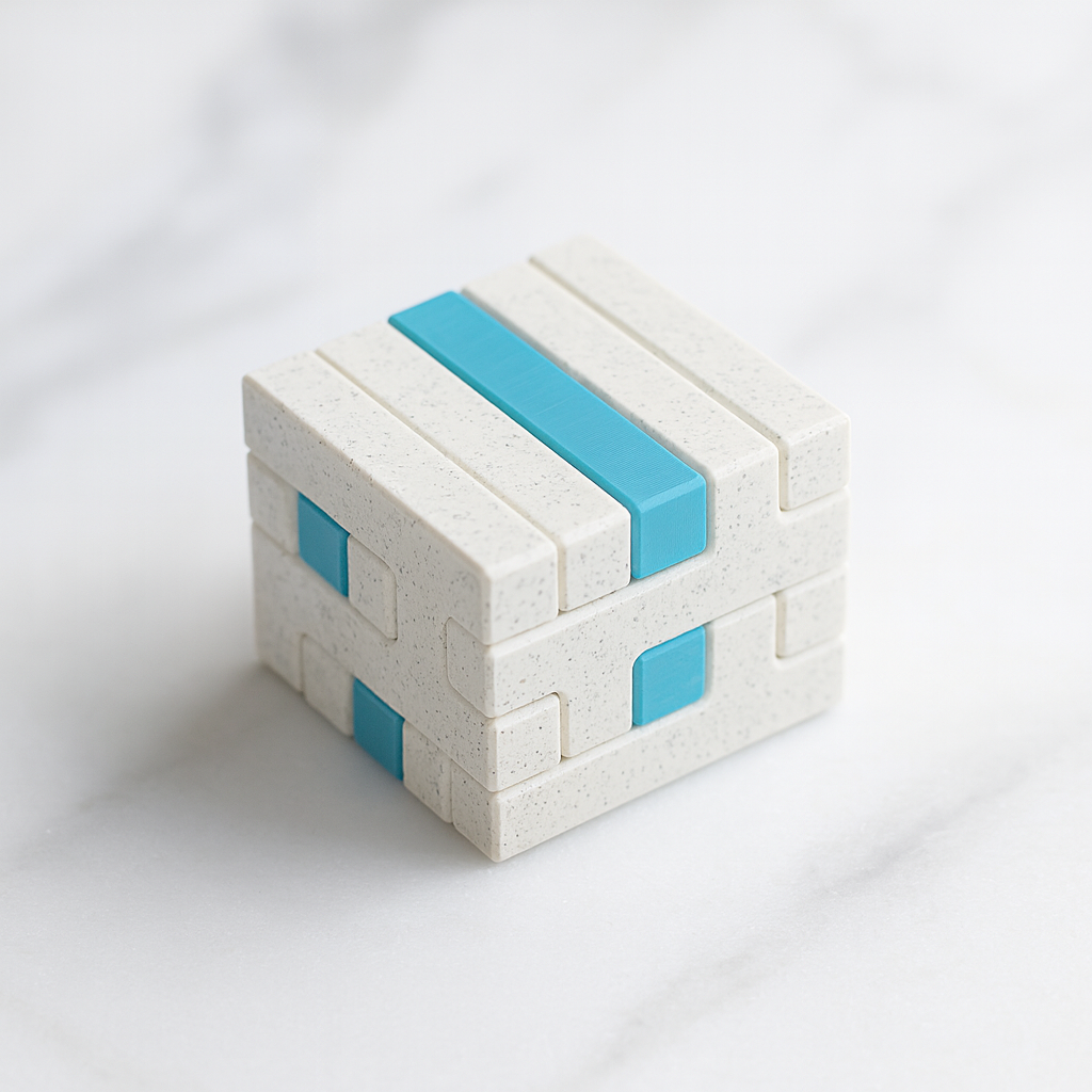 Grip 4L mechanical puzzle on white marble surface