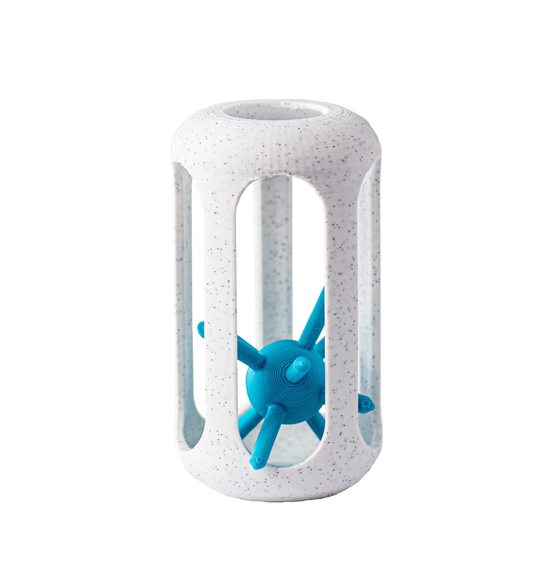 Hedgehog in a Cage — 3D-printed mechanical puzzle, main product view.