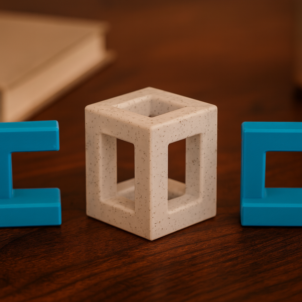 Identical Twins mechanical puzzle on wooden desk