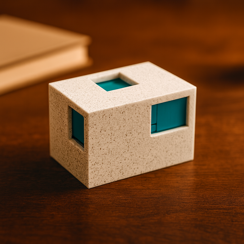MINIMA Slider mechanical puzzle on wooden desk