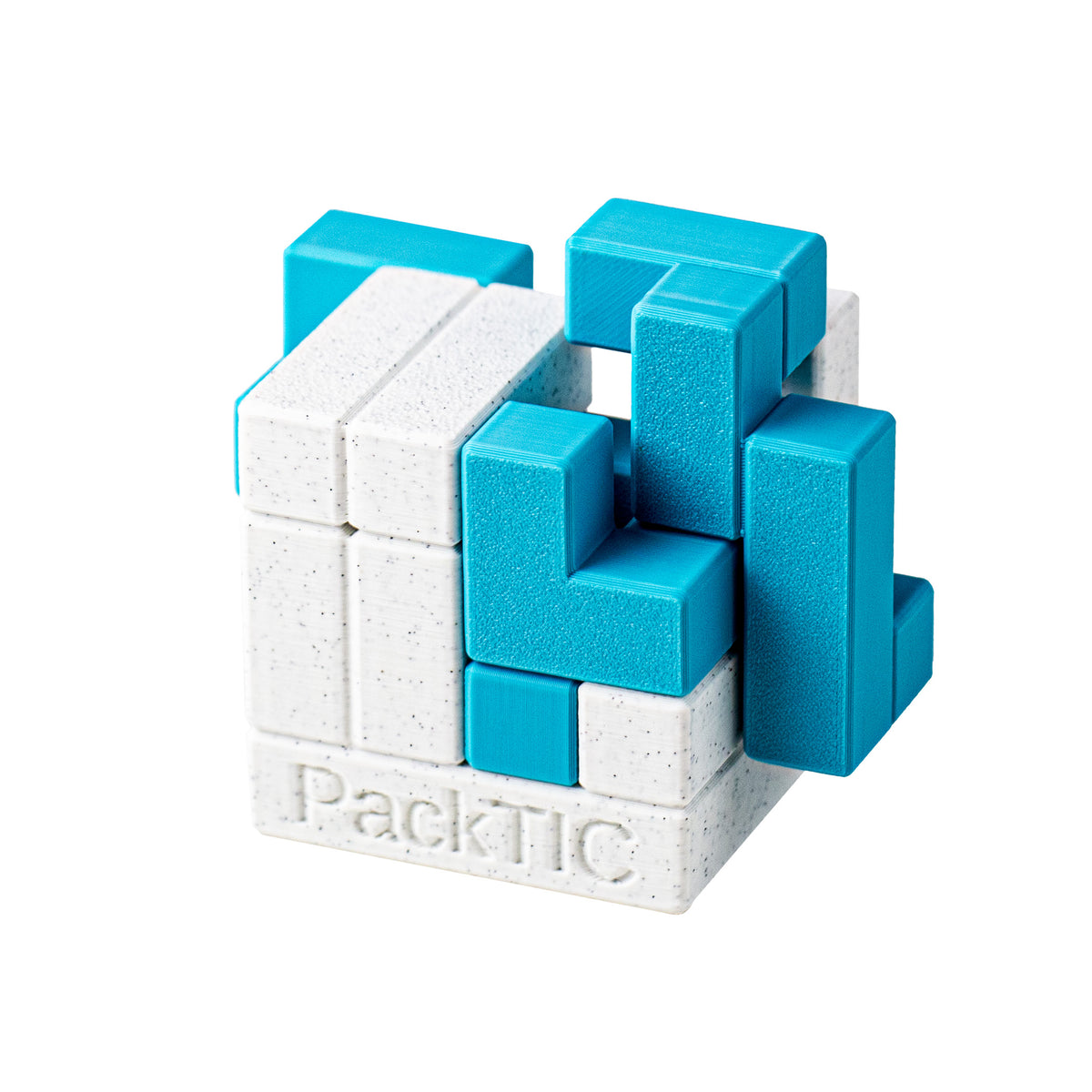 PackTIC 1 | Turning Interlocking Cube Puzzle — 3D-printed mechanical puzzle, main product view.