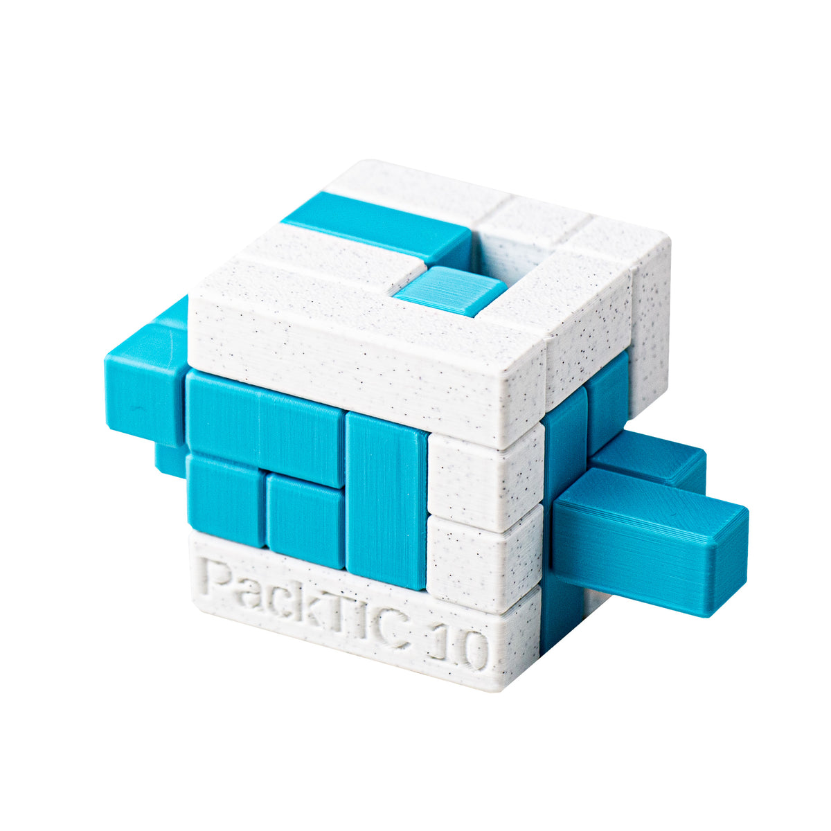 PackTIC 10 | Interlocking Packing Cube — 3D-printed mechanical puzzle, main product view.