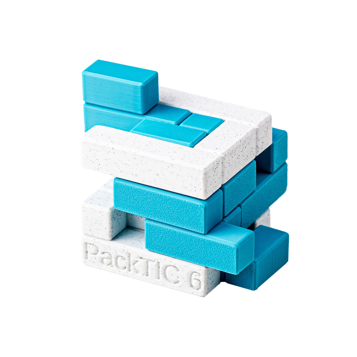 PackTIC 6 | Pack 6 Pieces into a Cube — 3D-printed mechanical puzzle, main product view.