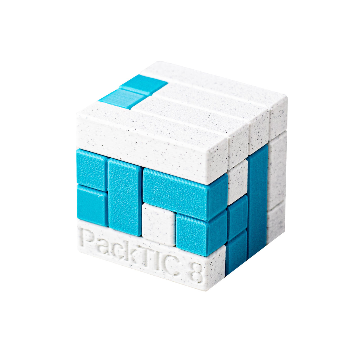 PackTIC 8 | Turning Interlocking Cube — 3D-printed pieces shown at an angle.