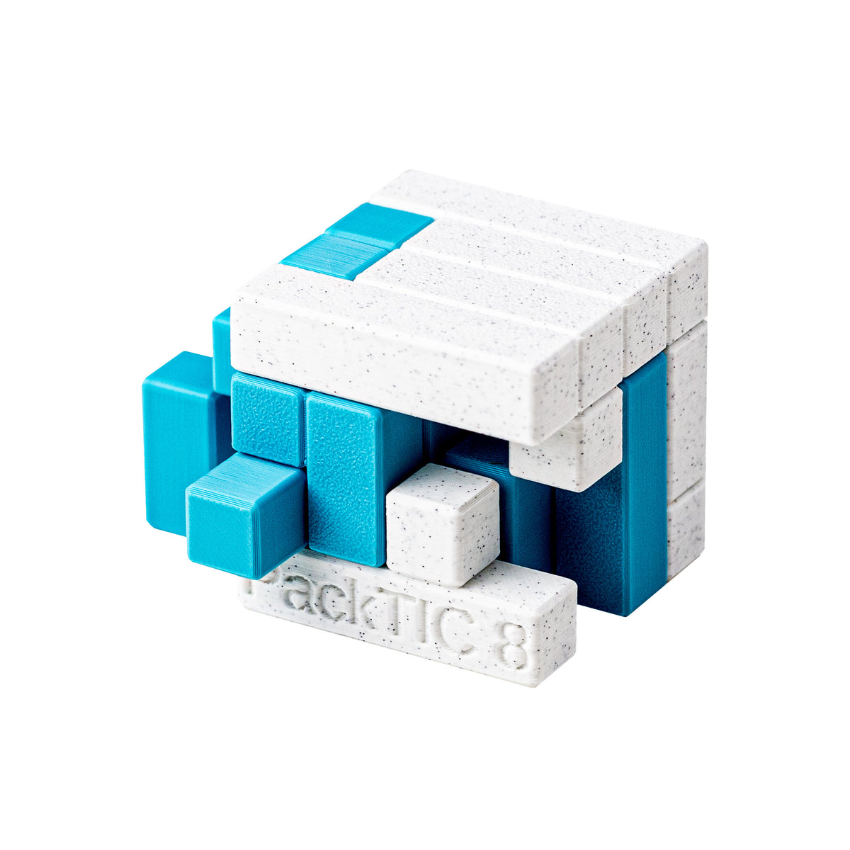 PackTIC 8 | Turning Interlocking Cube — 3D-printed mechanical puzzle, main product view.