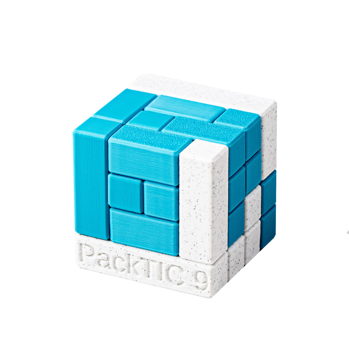 PackTIC 9 | Turning Interlocking Cube — 3D-printed pieces shown at an angle.