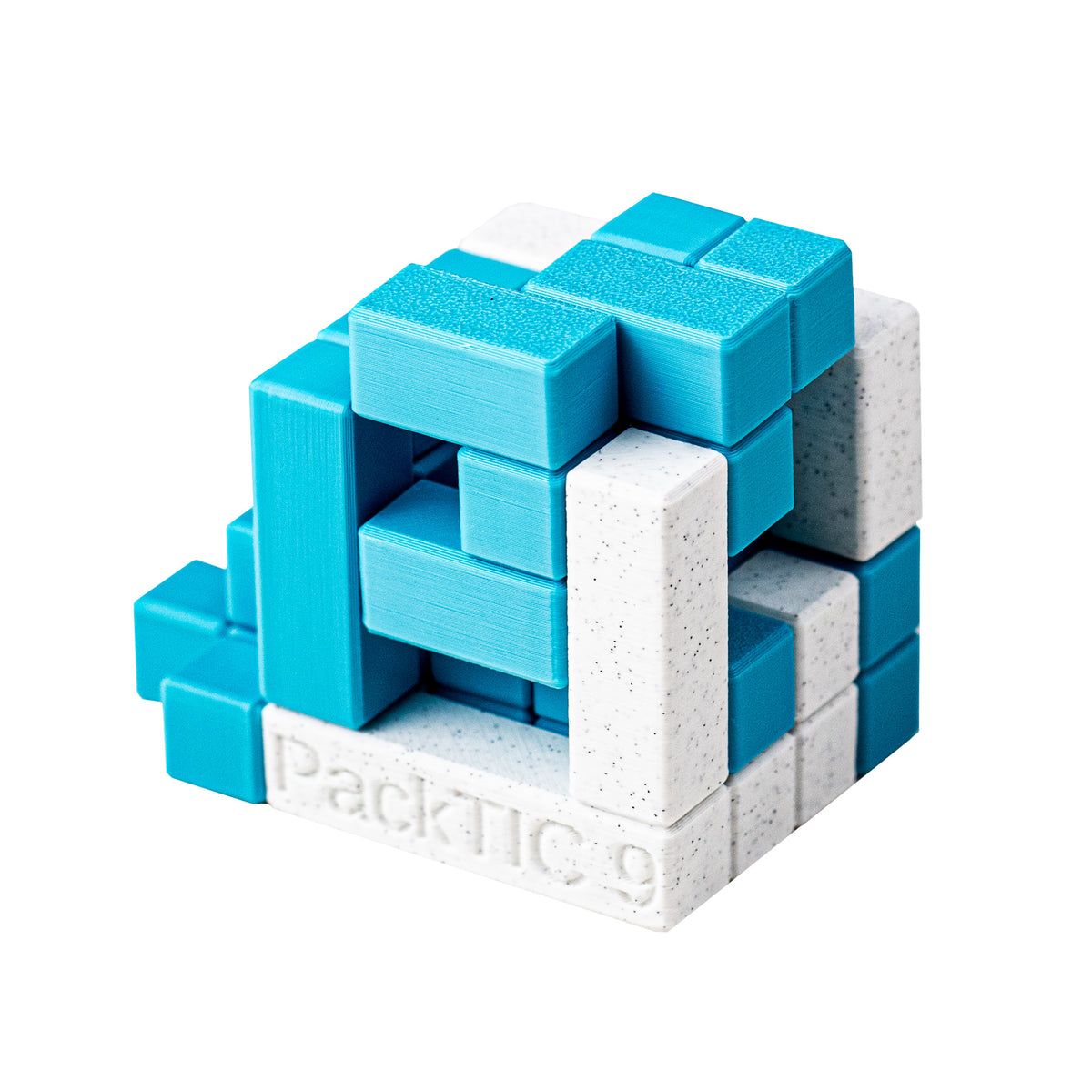 PackTIC 9 | Turning Interlocking Cube — 3D-printed mechanical puzzle, main product view.