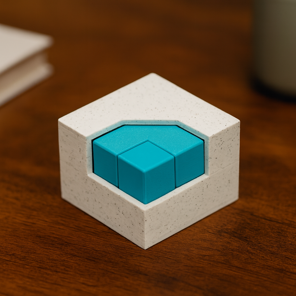 Petit Ring mechanical puzzle on wooden desk