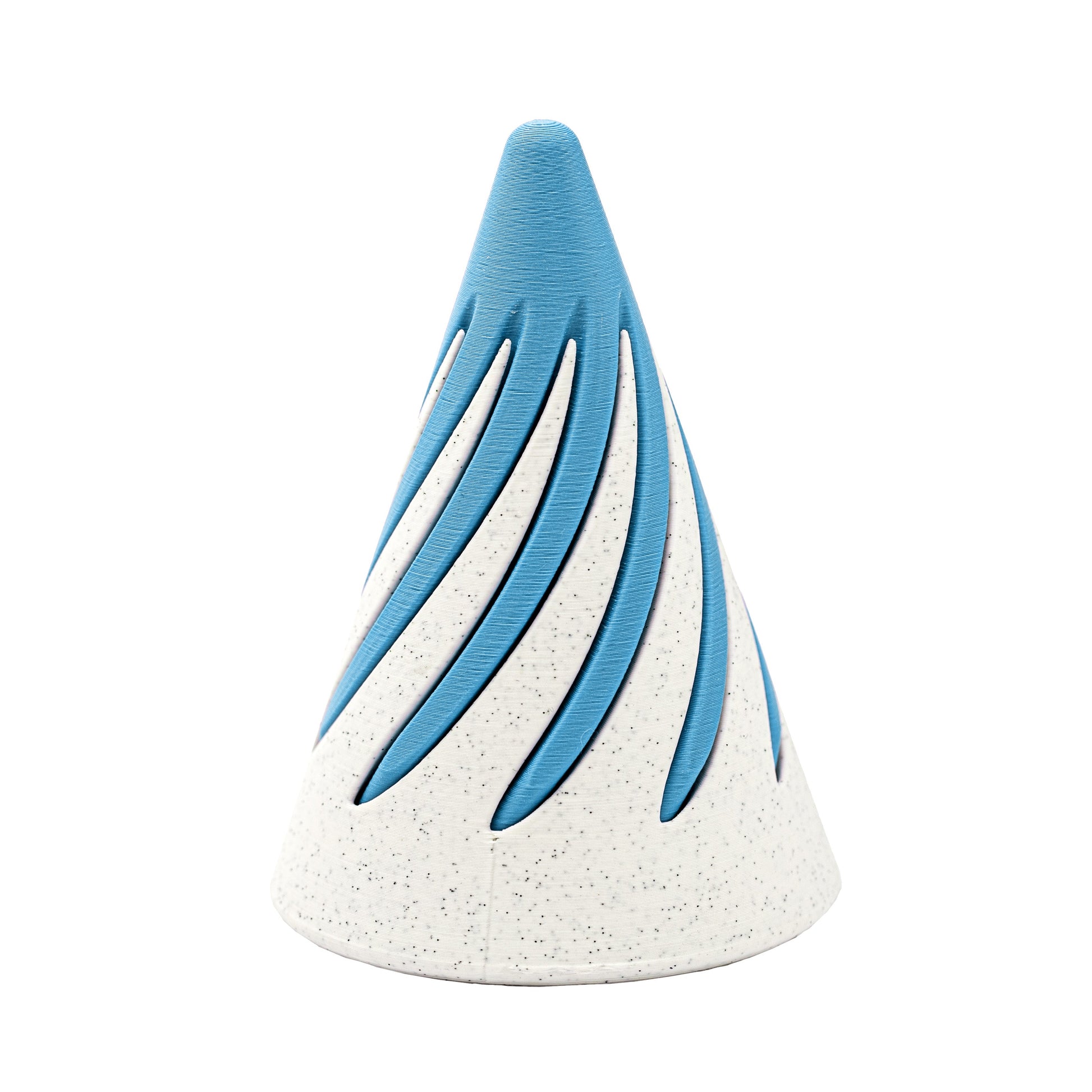 Spiral Cone Fidget Toy in marble white and turquoise - view 1