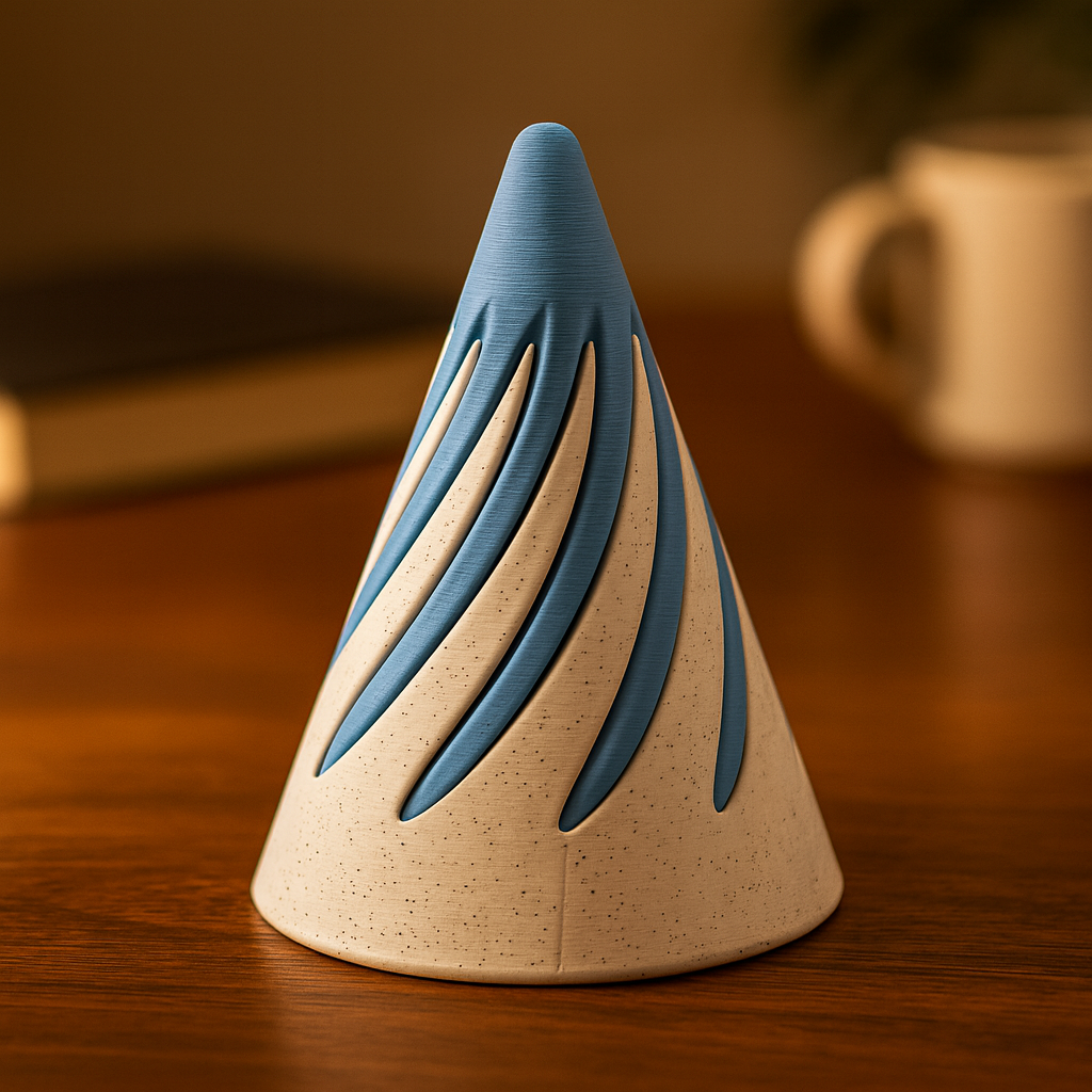 Spiral Cone Fidget Toy mechanical puzzle on wooden desk