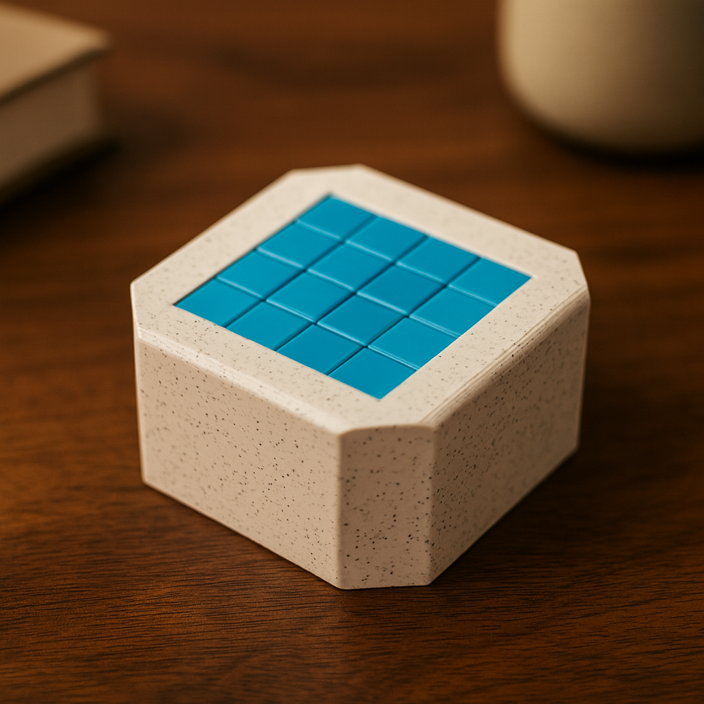 Tenchi Puzzle mechanical puzzle on wooden desk