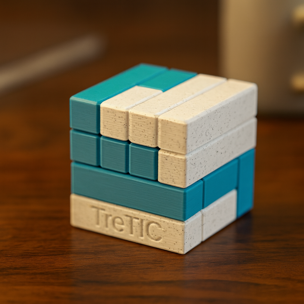TreTIC Puzzle mechanical puzzle on wooden desk