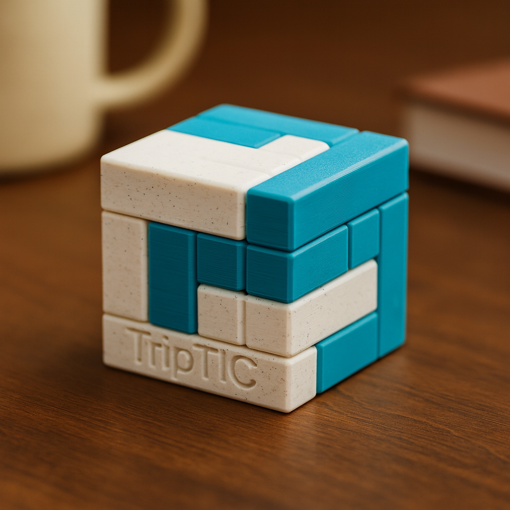 TripTIC Puzzle mechanical puzzle on wooden desk