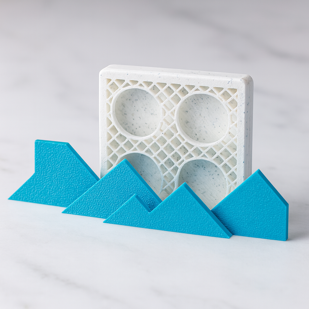 Turbulence mechanical puzzle on white marble surface