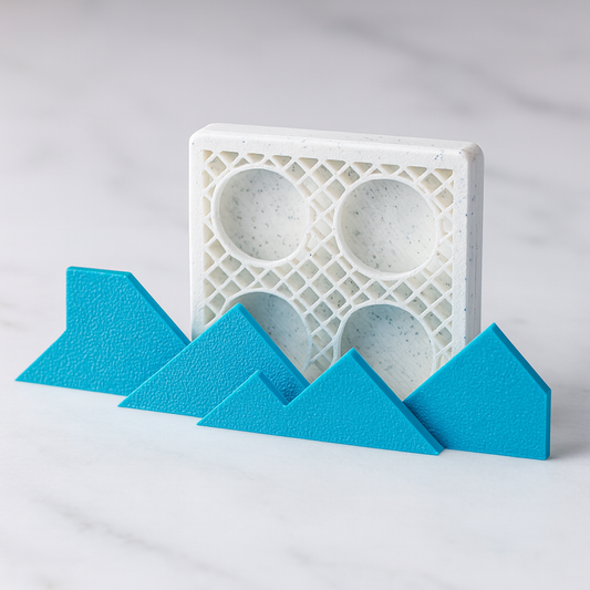 Turbulence mechanical puzzle on white marble surface